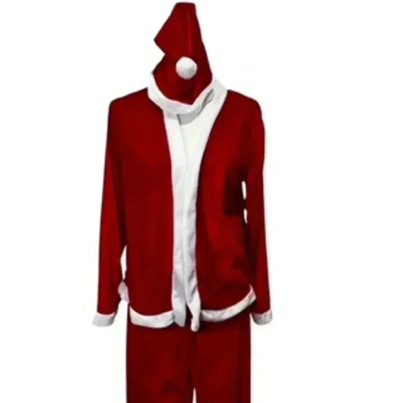Santa Suit 3 Piece Set Pants Top And Hat. Adult Size Small - Picture 1 of 7